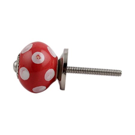Red Polka Dot Small Ceramic Cabinet Knob